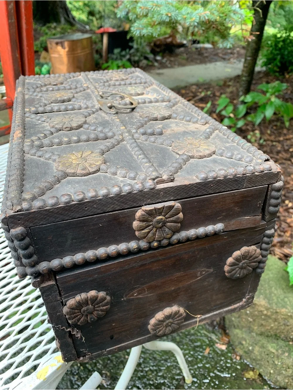 Antique Spanish Style Chest Box Keepsake Dowry 1800’s